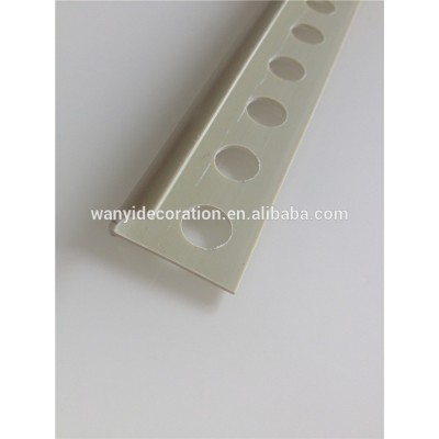 opened PVC corner tile trim of grey color